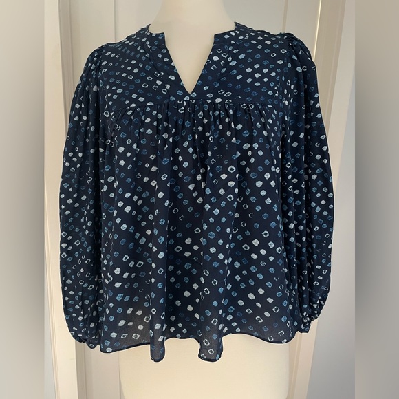 ULLA JOHNSON - Djuna midnight blue silk billowy blouse - Size 2 - Picture 1 of 5